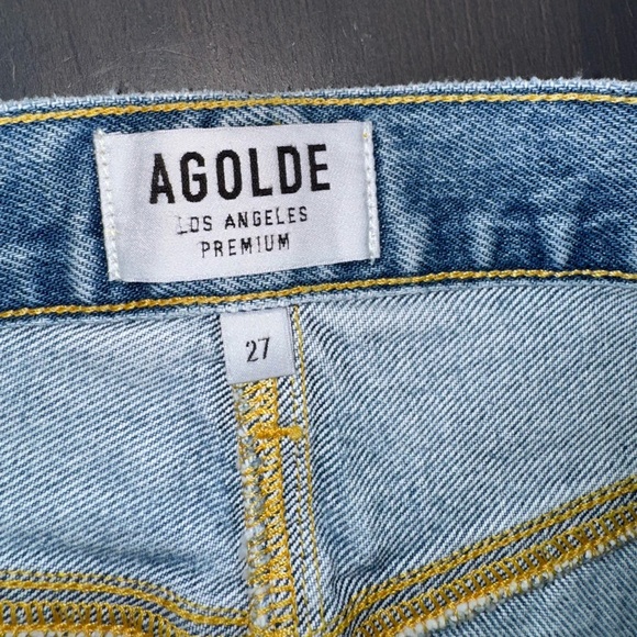 AGOLDE Quinn High-Rise Frayed Denim Jean Mini Skirt NWT - Picture 6 of 11